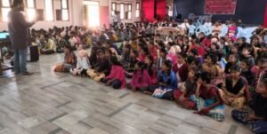 Parasuram Thampi delivering talk to Vincent Ferrer RDT school children