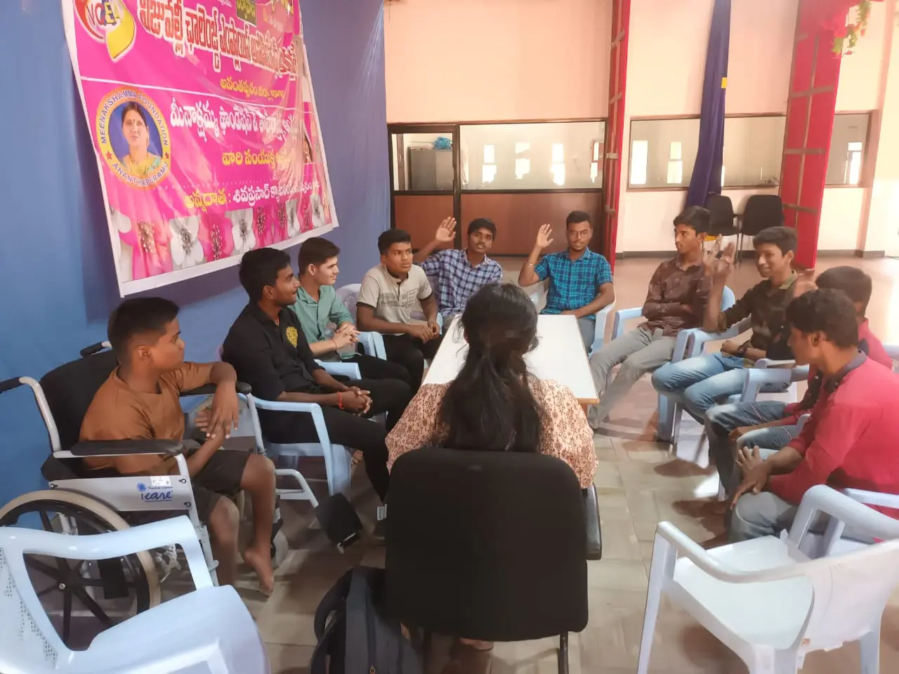 talking to children at Vincent Ferrer RDT school